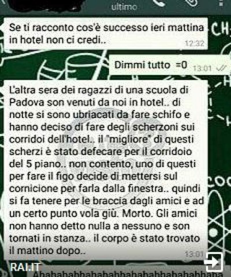 Il messaggio sulla morte di Domenico Maurantonio