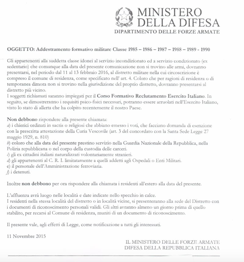 Chiamata alle armi