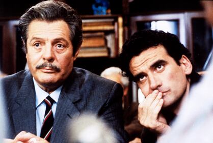 Massimo Troisi con Marcello Mastroianni
