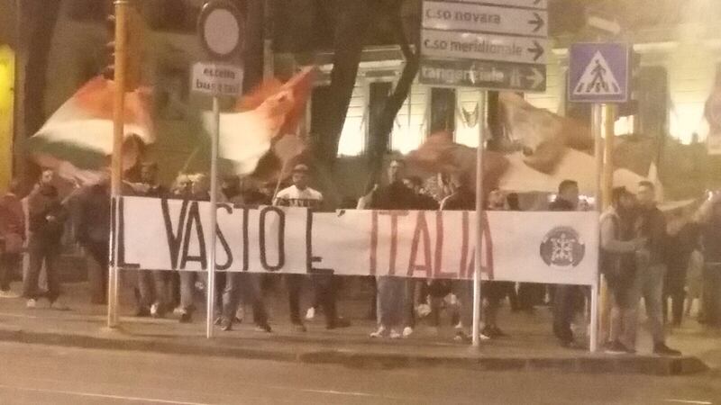 Il presidio di Casapound in piazza Principe Umberto