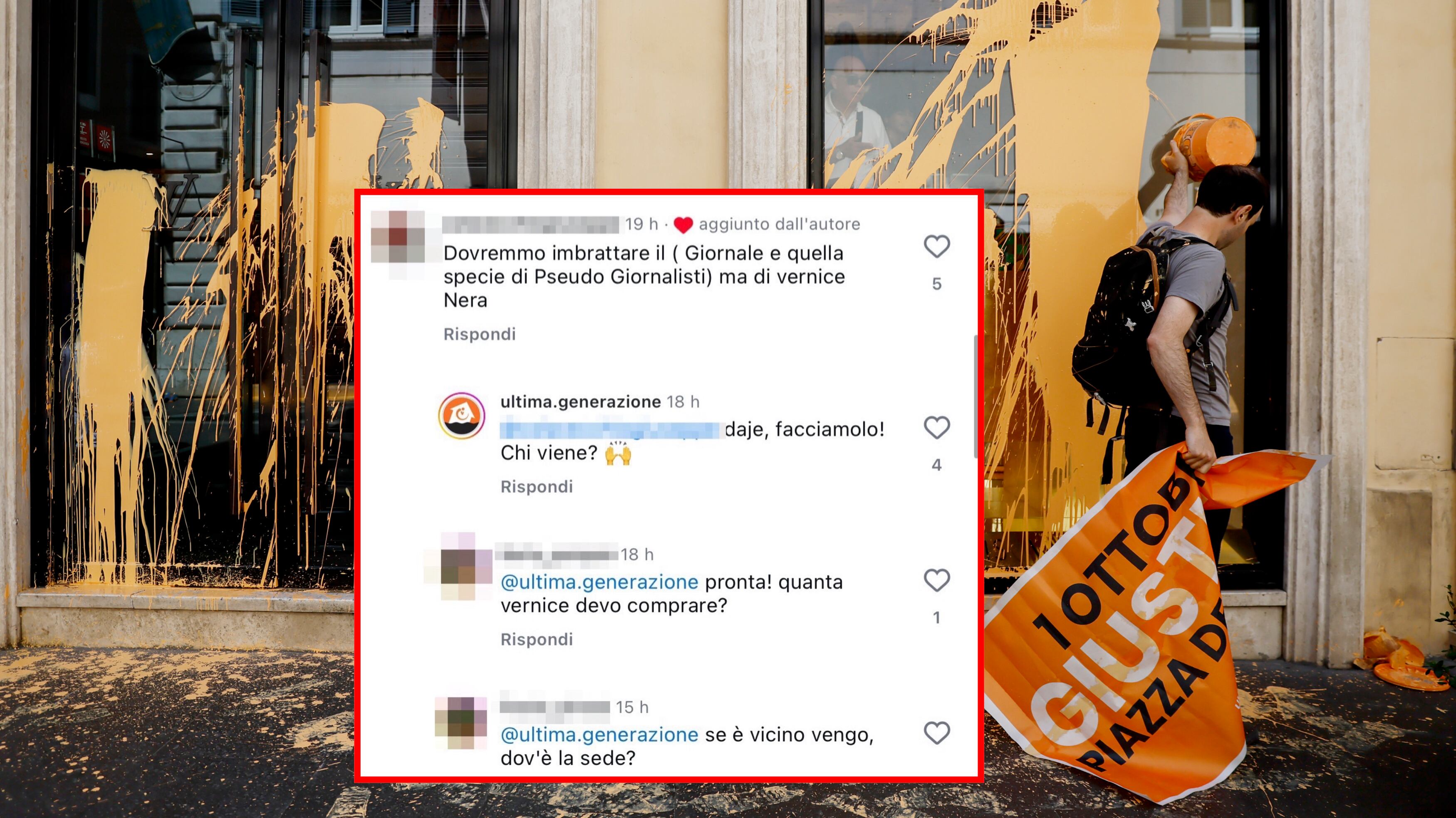 "Imbrattiamo la sede con la vernice nera". Adesso Ultima Generazione minaccia il Giornale