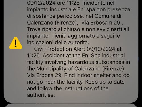 Esplosione Calenzano, IT-alert in azione per la prima volta: com'è andato il primo test reale