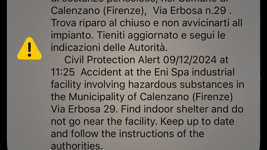 Esplosione Calenzano, IT-alert in azione per la prima volta: com'è andato il primo test reale