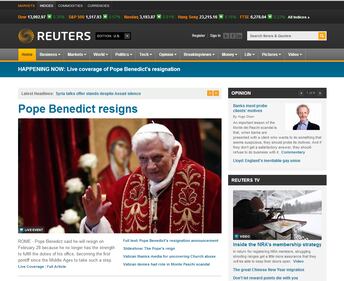 La notizia delle dimissioni del Papa sui giornali esteri 31