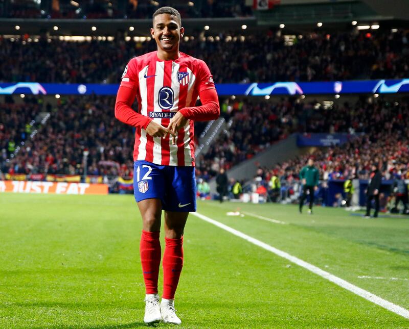 L'esultanza di Samuel Lino: l'esterno brasiliano è mvp del match (via Atlético Madrid)