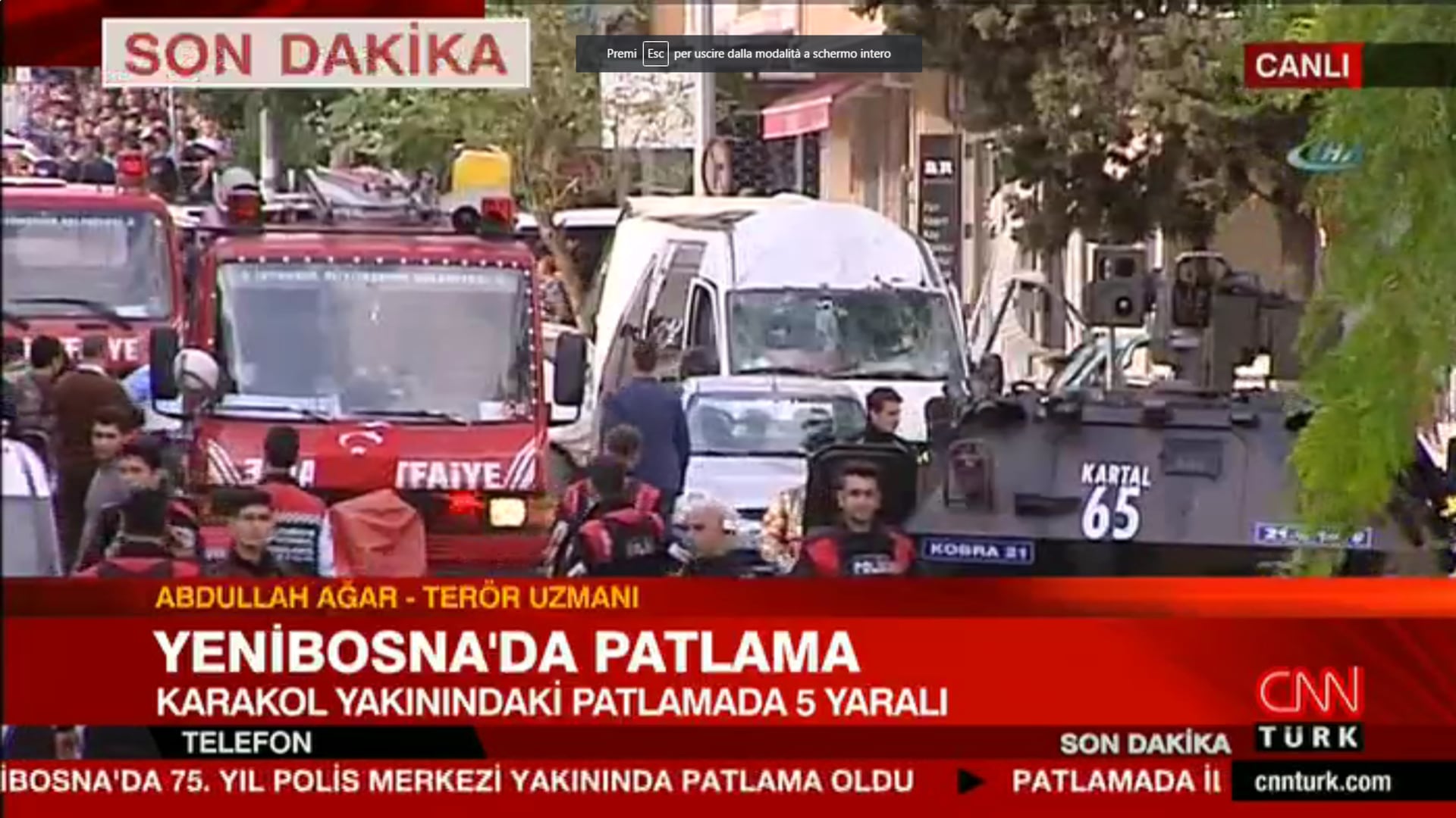 Bomba vicino al commissariato causa dieci feriti a Istanbul