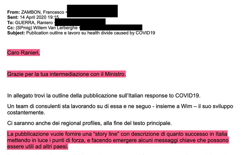 Mail Zambon a Ranieri Guerra 1