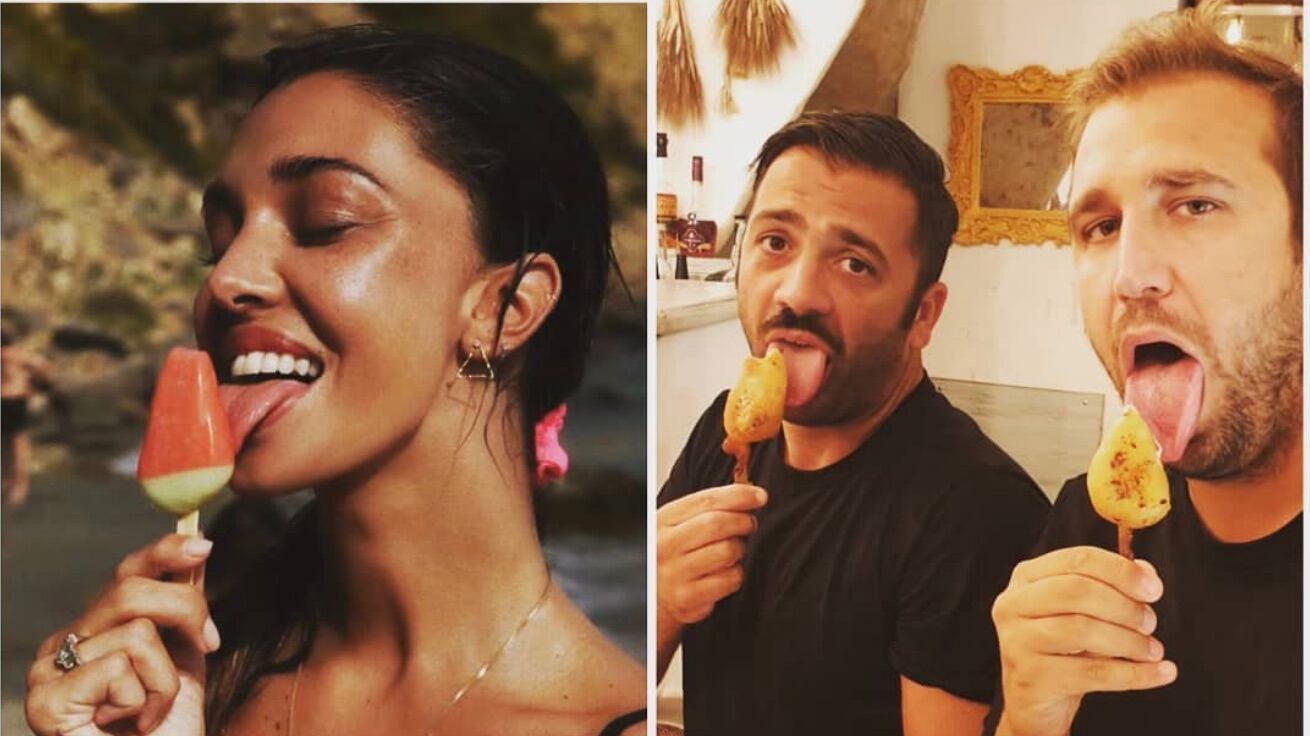 Pio e Amedeo prendono in giro Belen: anche loro con il sexy ghiacciolo