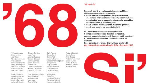 Referendum, nasce il '68 per il sì