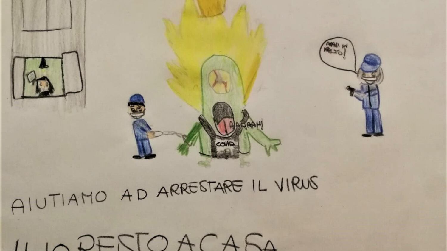 Milano, i disegni dei figli dei poliziotti che combattono il virus