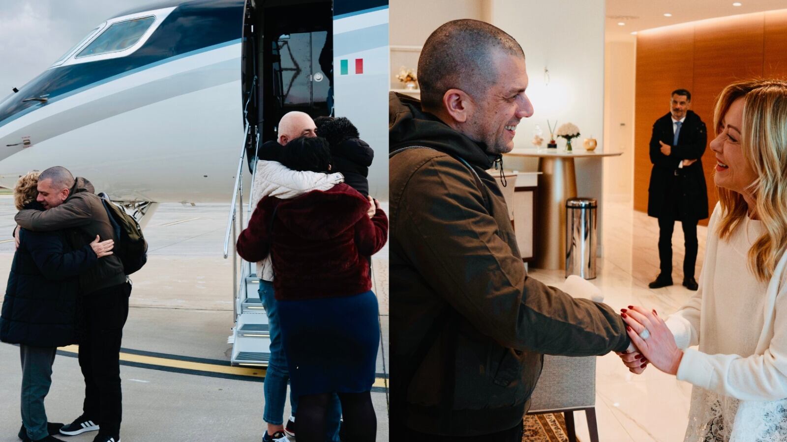 I due italiani finalmente a casa. Trentini: "Felicissimi ma a un prezzo altissimo". Burlò: "Temevo mi uccidessero". Meloni: "Bentornati a casa"