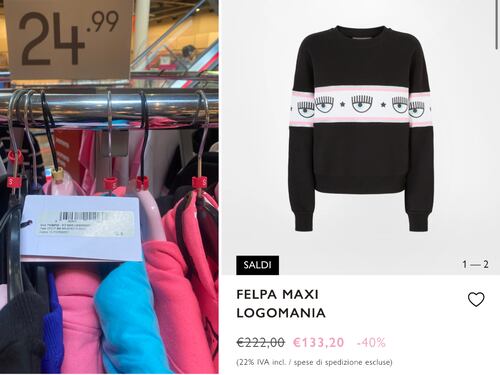 Le felpe della Ferragni a meno di 30 euro. Così all'estero i suoi capi vengono svenduti