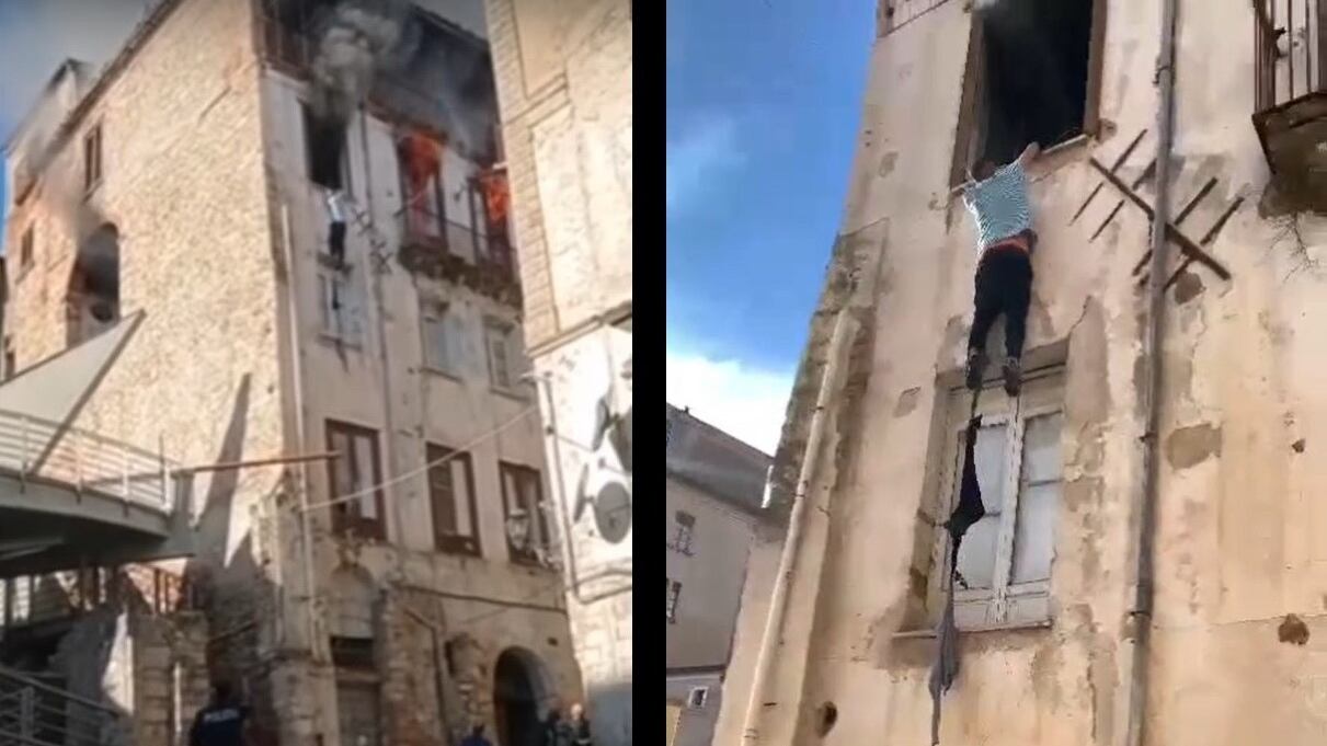 Scoppia incendio in un palazzo a Cosenza: il salvataggio in extremis