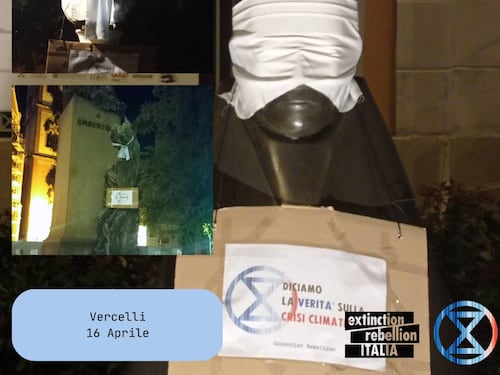 Vercelli, bendò statua del cardinale: eco-vandalo rischia 5 anni di carcere