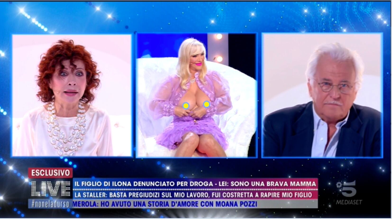 Colpo di scena a "Live non è la d’Urso": Cicciolina mostra il topless