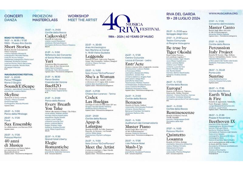 Il programma della 40a ediizione di MusicaRivafestival