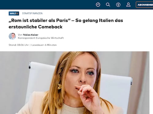 "Roma è più stabile di Parigi". Pure il tedesco Die Welt promuove la ricetta di Meloni