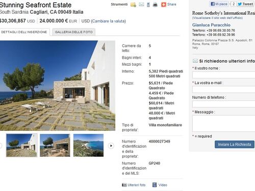 Soru "svende" la villa a Villasimius: chiesti 24 milioni di euro