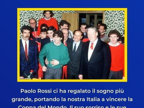 Berlusconi ricorda Paolo Rossi: "Ci ha regalato il sogno più grande"
