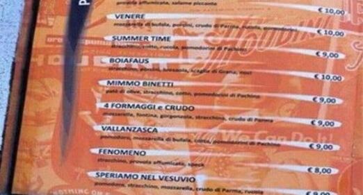 "Speriamo nel Vesuvio". Il nome della pizza choc  di un ristorante di Savona 1