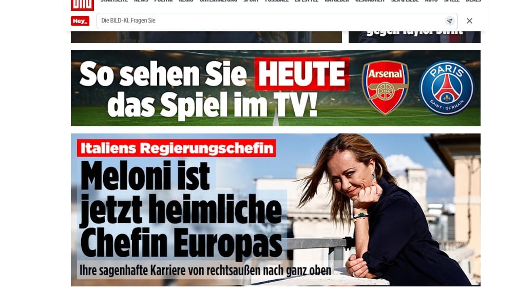 "Una bella sorpresa per l'Europa": anche la Bild incorona Meloni
