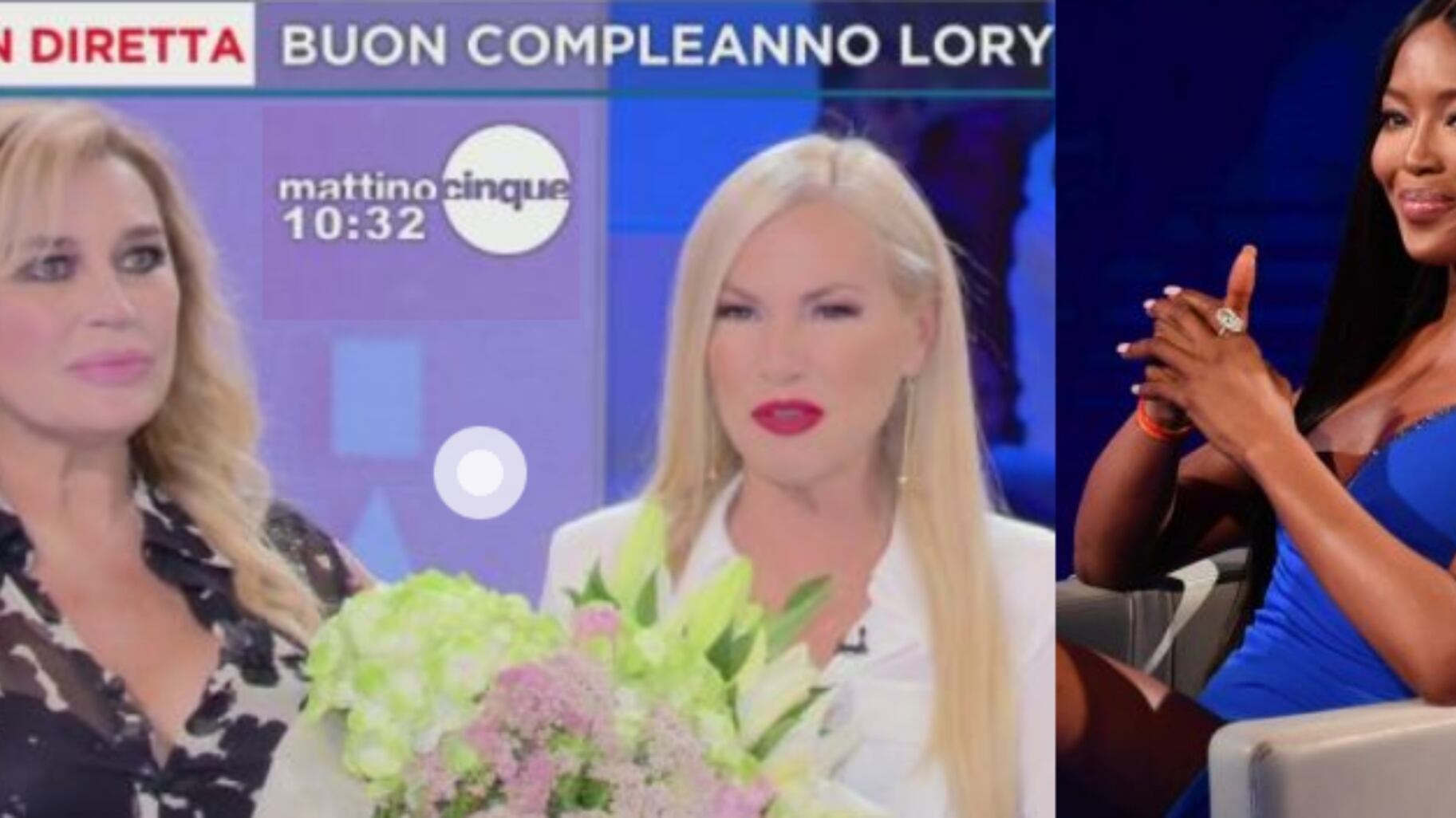 Lory Del Santo tradita da Clapton con Naomi Campbell