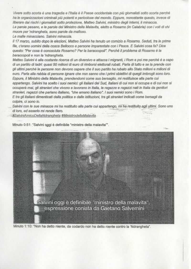 La querela di Salvini a Saviano 11