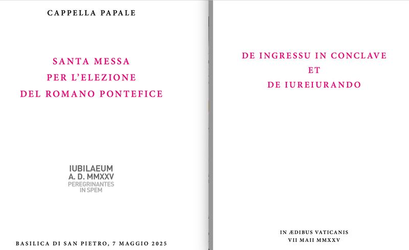 I due libretti che riceveranno oggi i Cardinale prima di entrare in Conclave