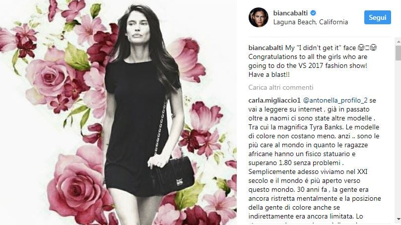 Bianca Balti "bocciata" da Victoria's Secret