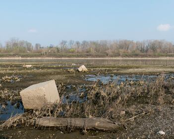 Cremona, fiume Po in secca sotto lo zero idrometrico