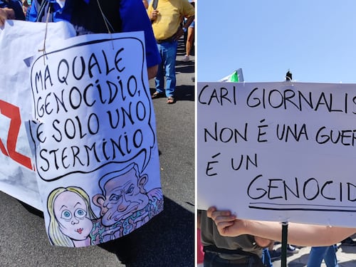 "Bella Ciao" e slogan anti Meloni e pro Pal. La solita sinistra in piazza