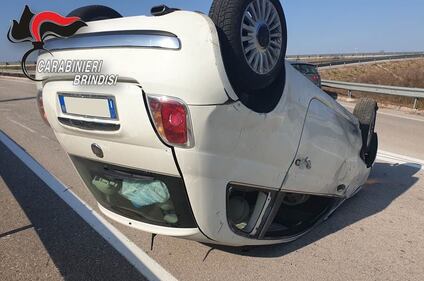 Si sottrae all'alt dei carabinieri, ma si ribalta con l'auto e viene arrestato 1