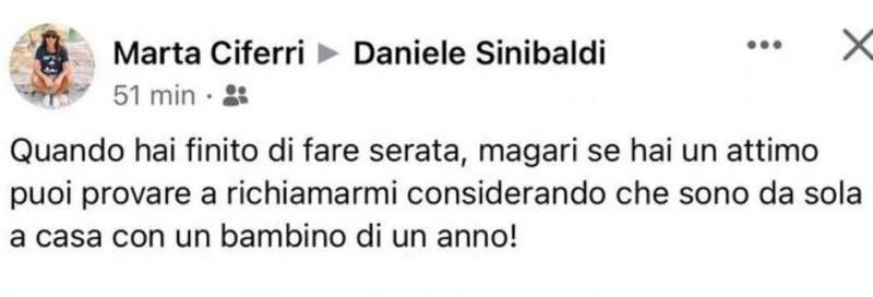 Post facebook Marta Ciferri