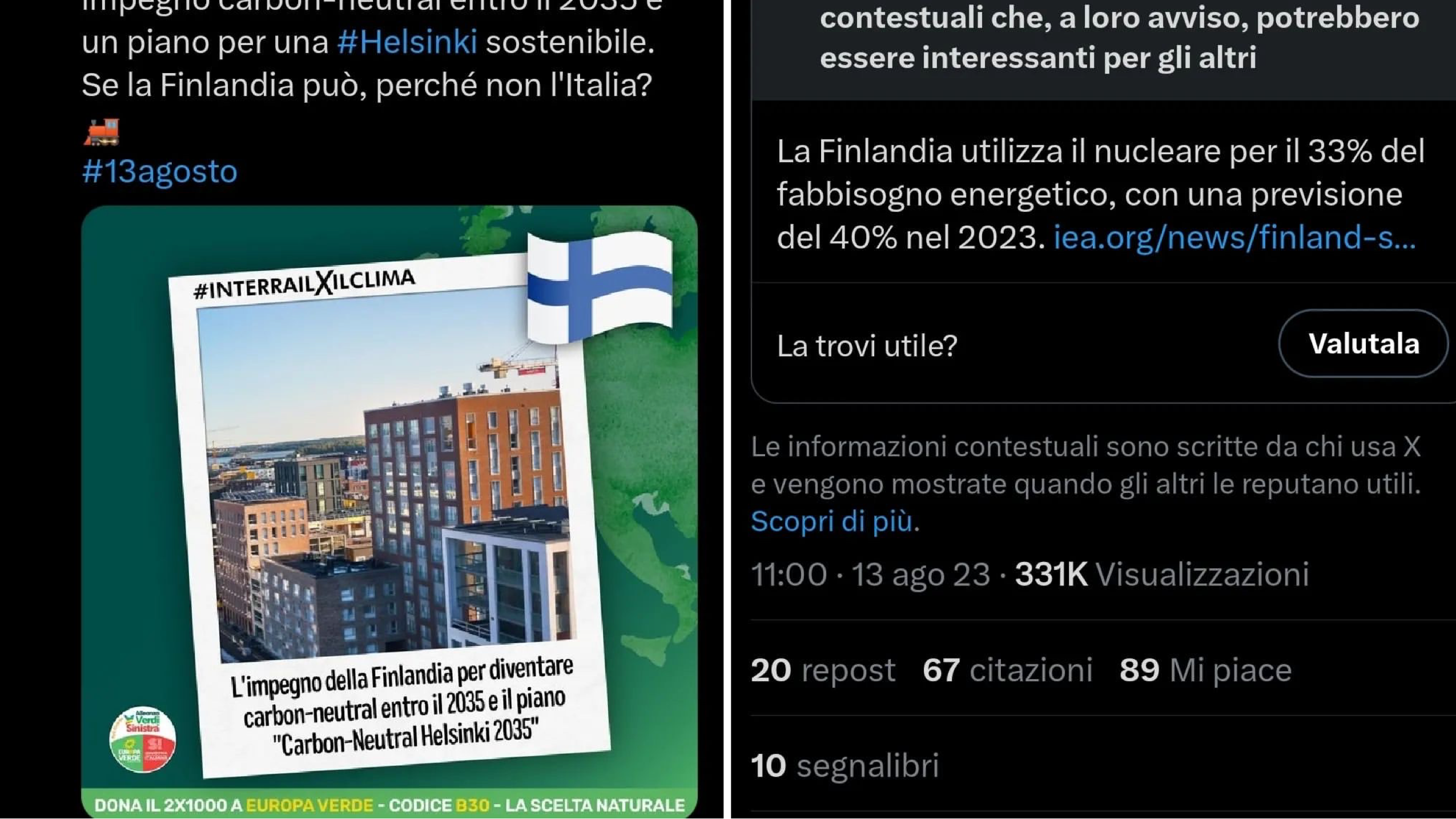 "L'impegno carbon-neutral della Finlandia...". Ennesima figuraccia dei Verdi sul nucleare