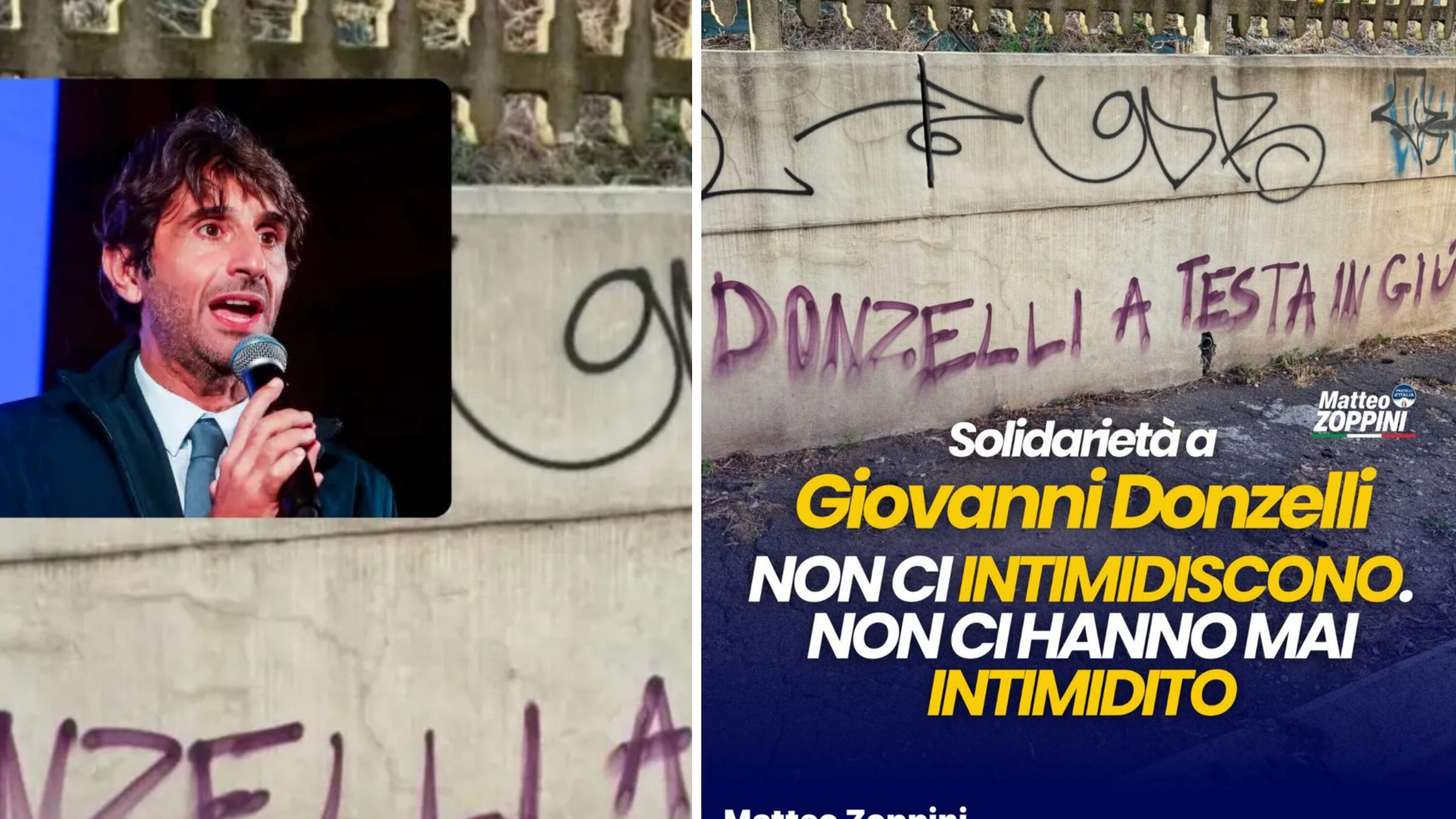"Donzelli a testa in giù" su un muro a Firenze. La condanna di Fdi: "Le minacce non ci intimidiscono"