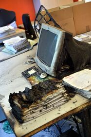 L'incendio alla sede dell'Aler 6
