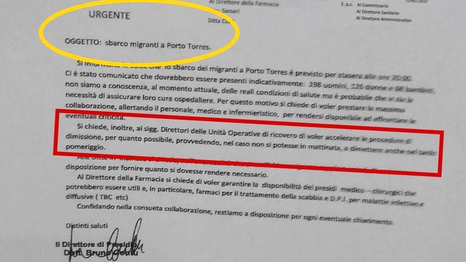 La circolare choc dell'Asl: "Dimettere i pazienti per far posto a migranti"