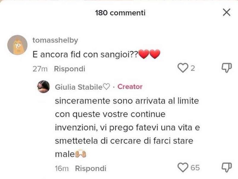 GIULIA STABILE COMMENTO SOCIAL