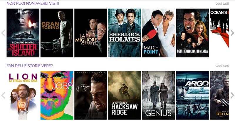 Infinity: il catalogo