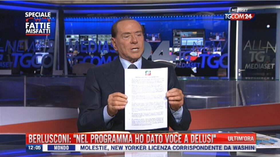 Berlusconi presenta il programma: "Scritto pensando agli elettori disgustati e arrabbiati"