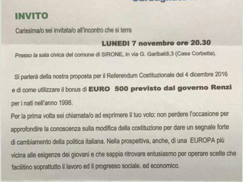 La serata del Pd per i giovani "Si parla del Sì e dei 500 euro"