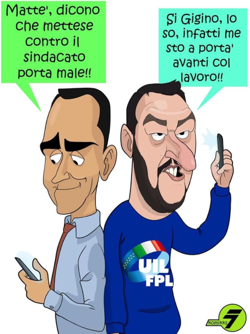 Lo striscione Uil rimosso imbarazza i vicepremier