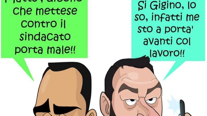 Lo striscione Uil rimosso imbarazza i vicepremier