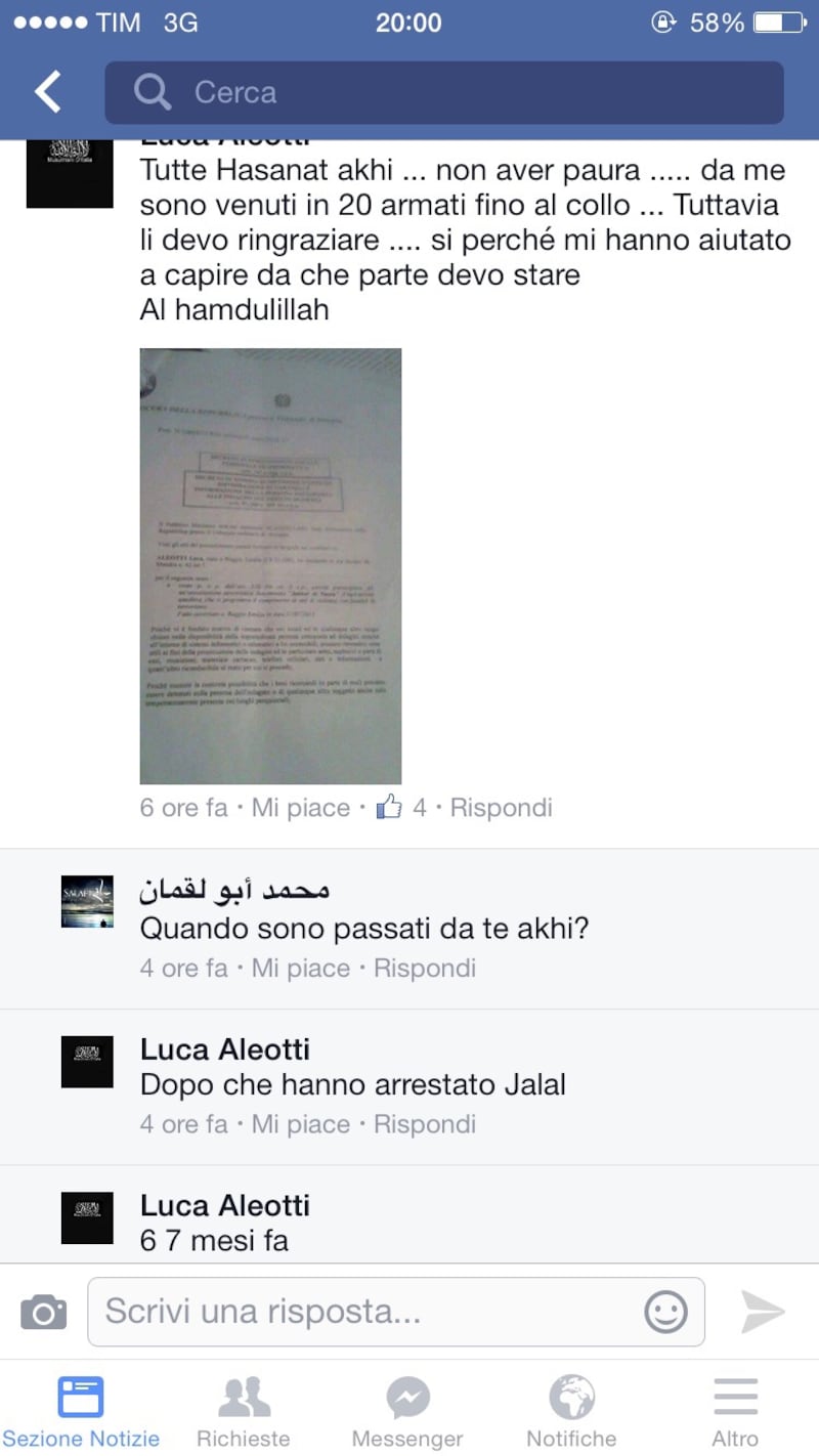 Gli screenshot che "inchiodano" Luca 13