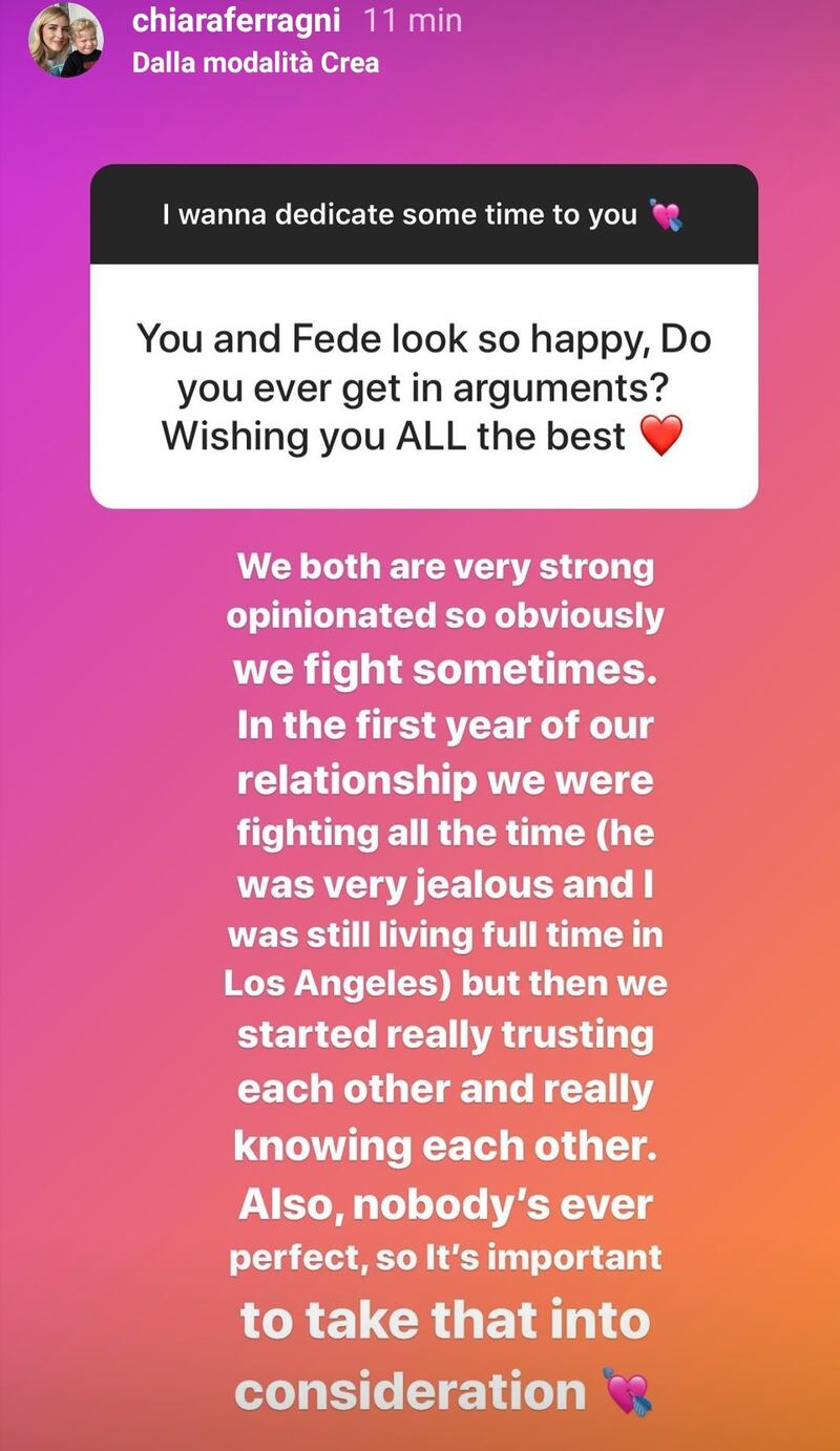 Chiara Ferragni, post Instagram