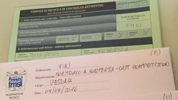 Federica Pellegrini, controllo antidoping a sorpresa