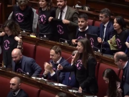 Bagarre del M5S in Parlamento in difesa del diritto all'aborto