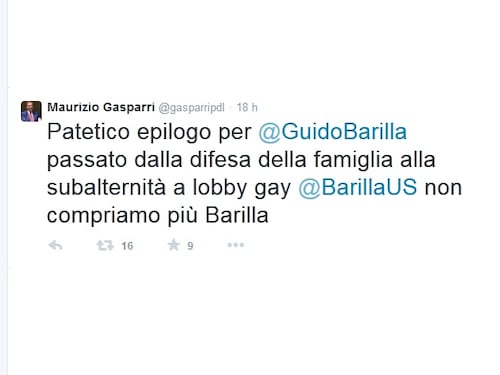 Gasparri contro Barilla: "Subalterno alla lobby gay. Boicottiamo i prodotti"