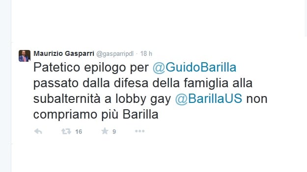 Gasparri contro Barilla: "Subalterno alla lobby gay. Boicottiamo i prodotti"