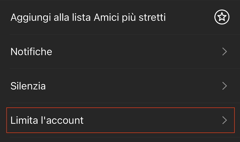 Instagram "Limita account"